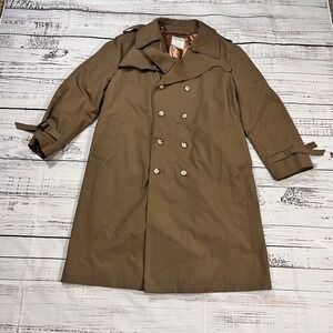 Vintage Woodmere Men's 44 Reg Trench Coat Duster Double Breasted Removable Liner